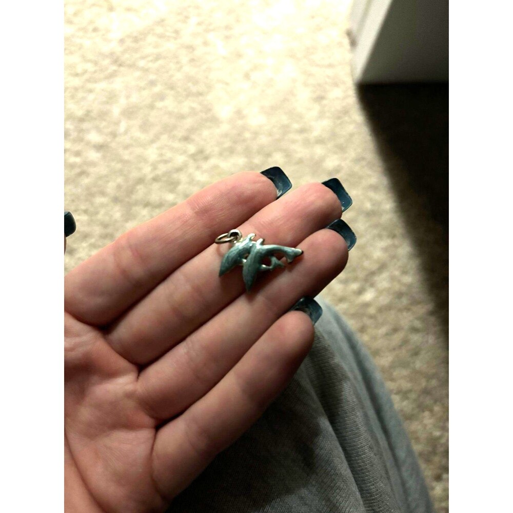 Silver and Blue Dolphin Necklace Charm